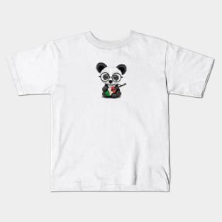 Baby Panda Playing Italian Flag Guitar Kids T-Shirt